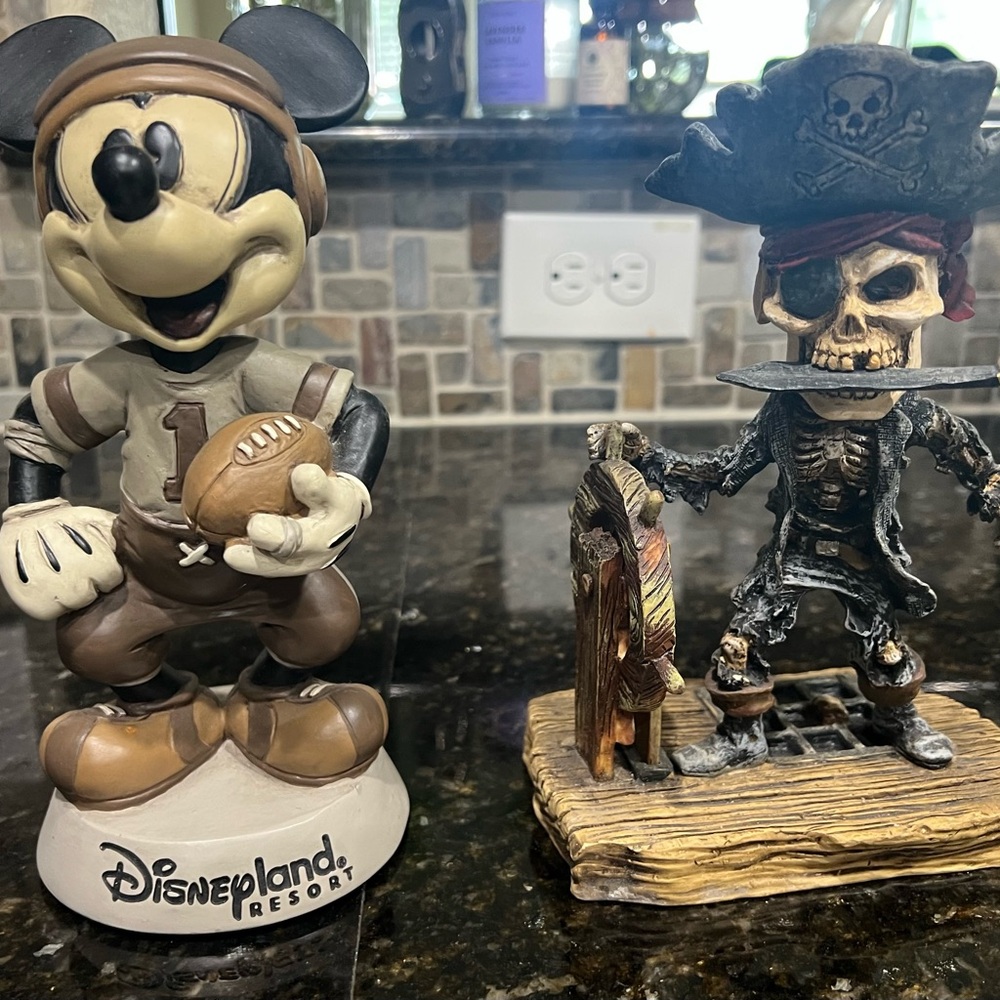 Vintage Disney Mickey Mouse Football and Pirate Figurines